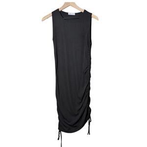 Romwe Black Dress Sleeveless Adjustable String Ruched Sides Size M
